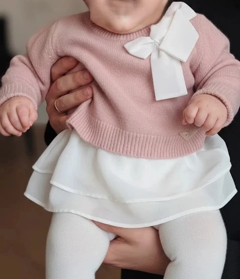 Robe pull 9 mois avec volant en mousseline